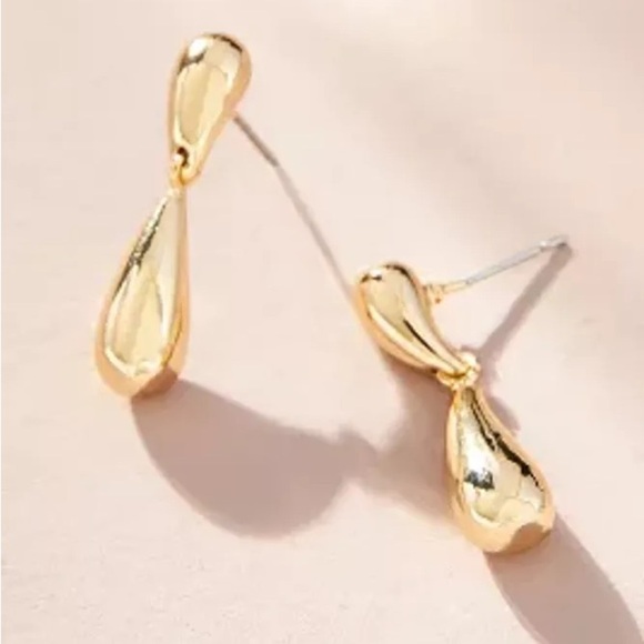 Rachael Zoe Gold Pendant Tear Drop Earrings - Picture 3 of 6
